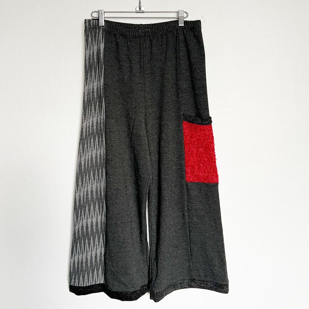 Khangura Pants Medium Patchwork Herringbone Wide … - image 1